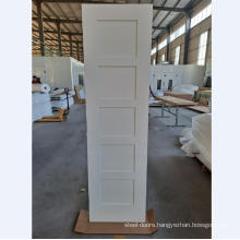 Villa apartment residential doors interior solid core white 5 panel shaker door for bedroom, bathroom